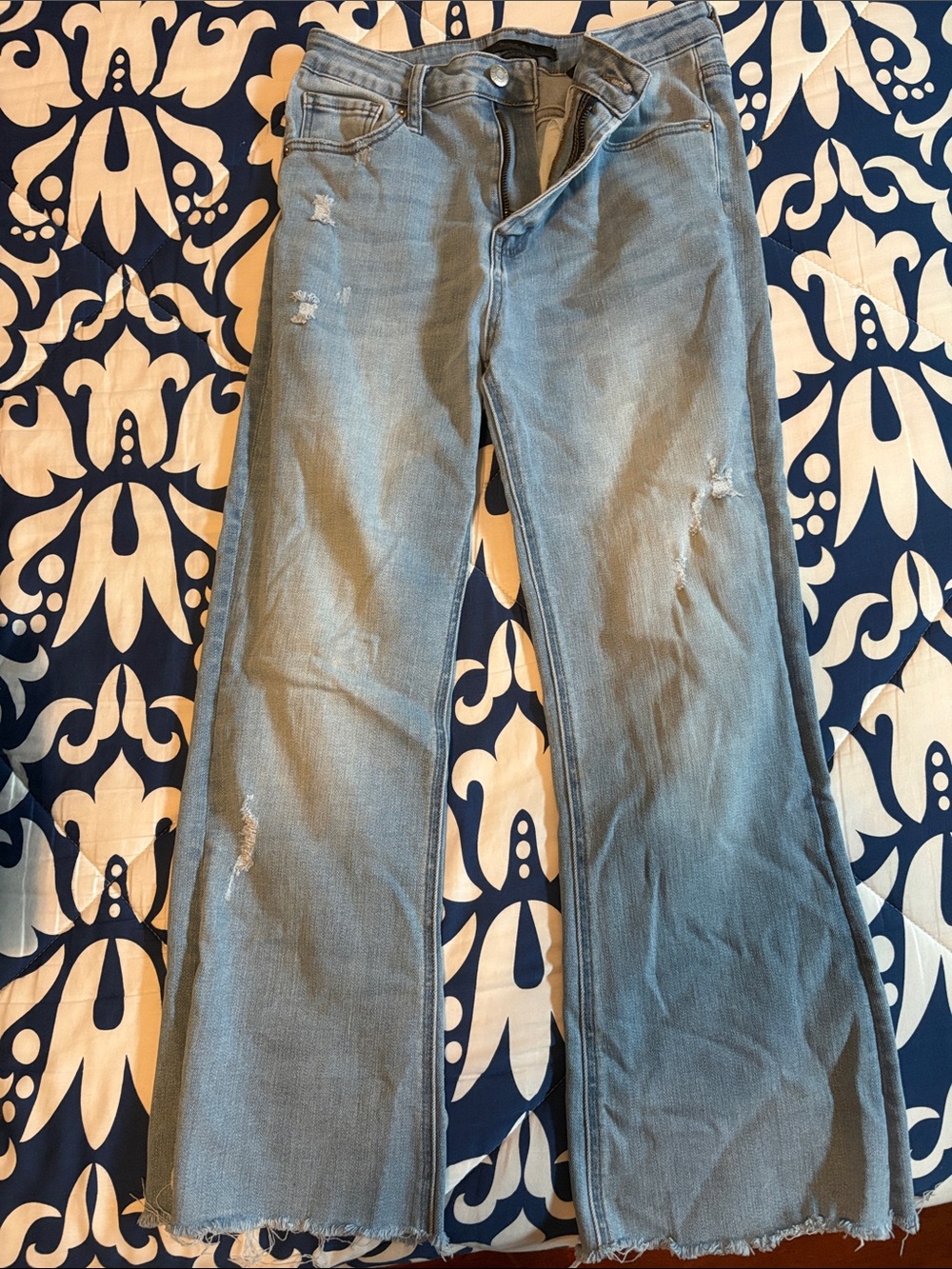 Women's Risen Straight Leg Jeans Size 29 Light Blue